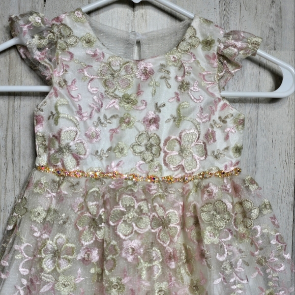 RARE EDITIONS White Floral Dress 3T Embroidered Spring Summer Easter Party - Picture 2 of 11